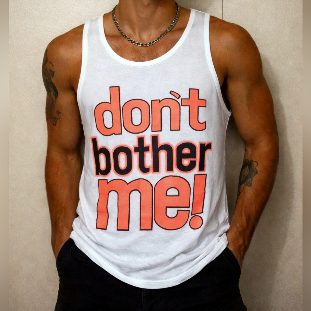Vtg 90s screen stars white neon dont bother me graphic single stitch tank L